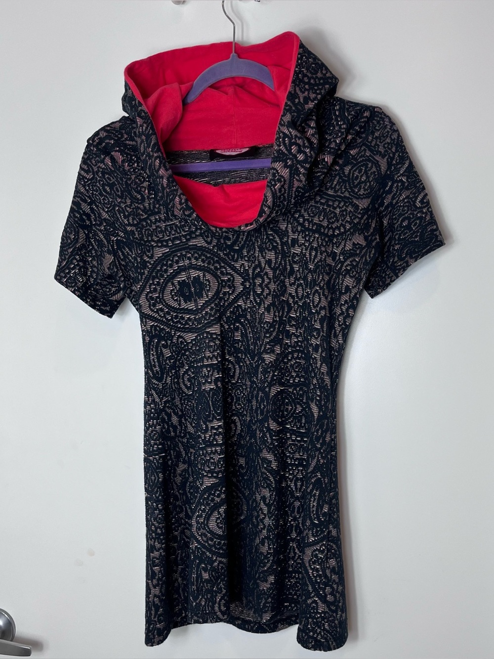 Dumb Clothing Big Hooded Dress Lace Y2K‎ Goth Grunge Concert Fairy Short Sleeve